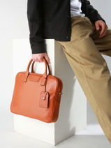 Leather Flandres Briefcase 1 Compartment Etrier Orange flandres EFLA8251-vue-porte