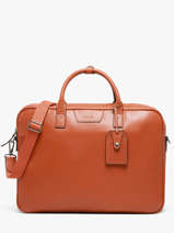 Leather Flandres Briefcase 2 Compartments Etrier Orange flandres EFLA8262